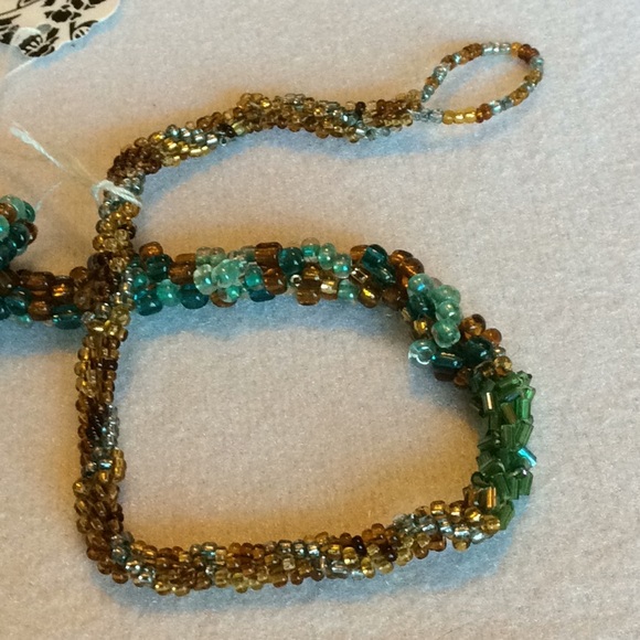 FINAL SALE PRICE CL Designs Long Embellished Necklace in Blue/Amber - Picture 6 of 6